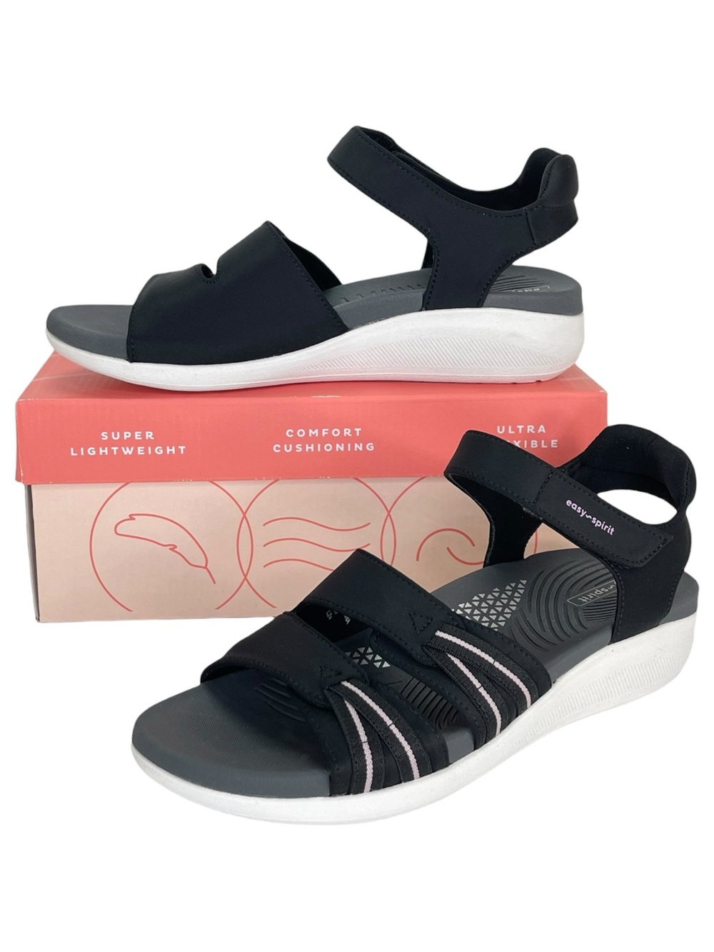 Easy Spirit Weber2 Black Comfort Womens Sandals Size 8M